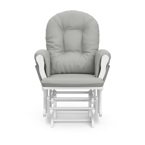 white glider with light gray cushions front view