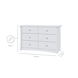 White 6 drawer dresser with dimensions