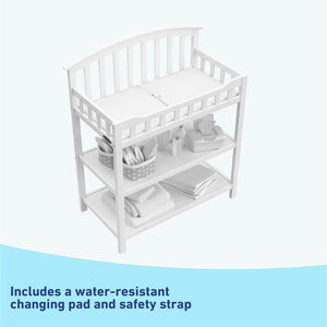 white changing table angled