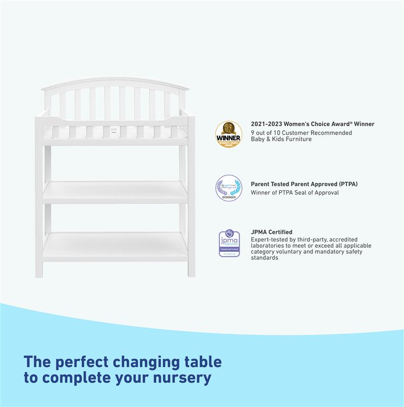 white changing table awards and certification