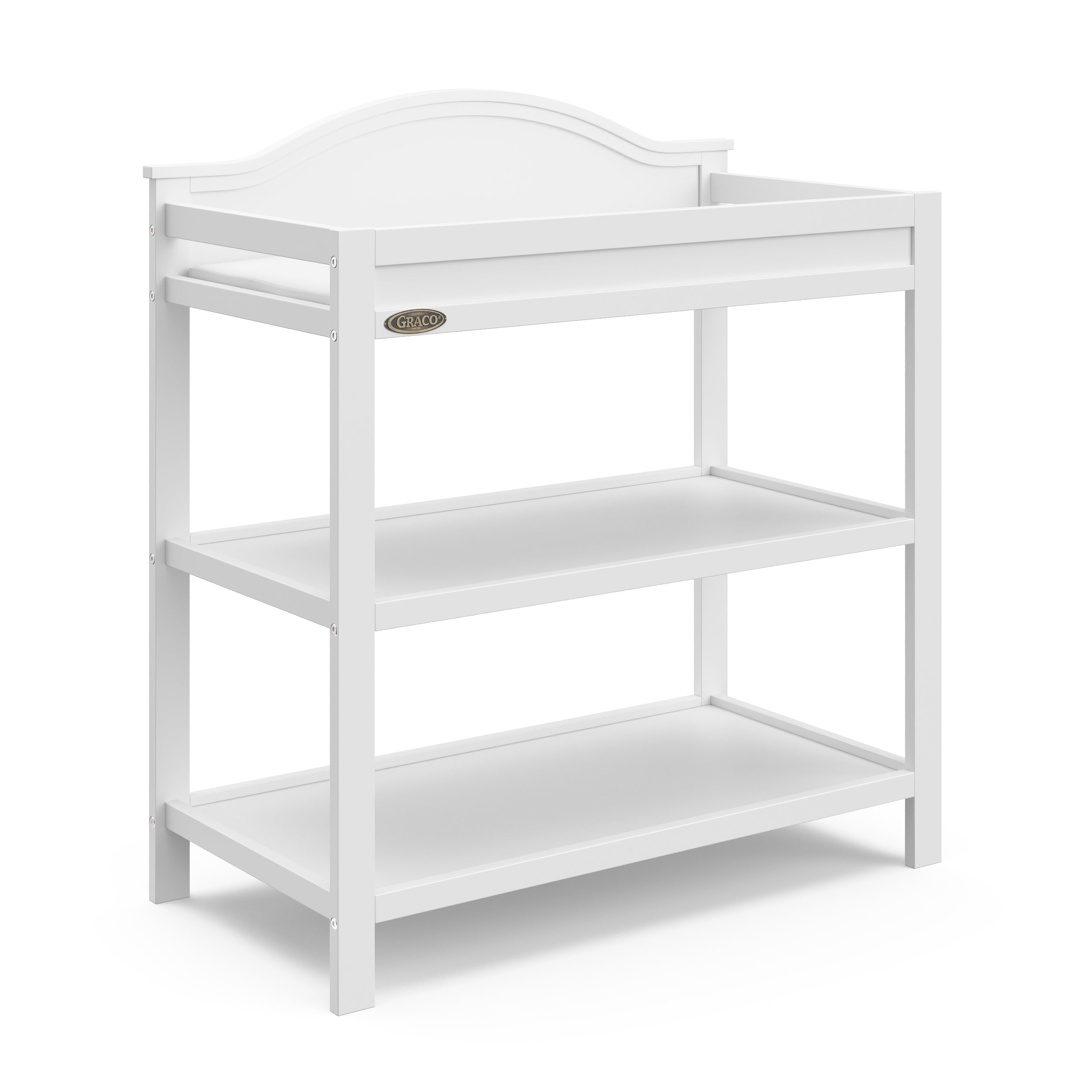Story white changing table left angle view