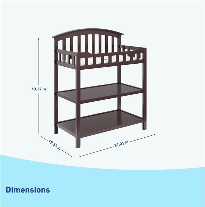 espresso changing table dimensions