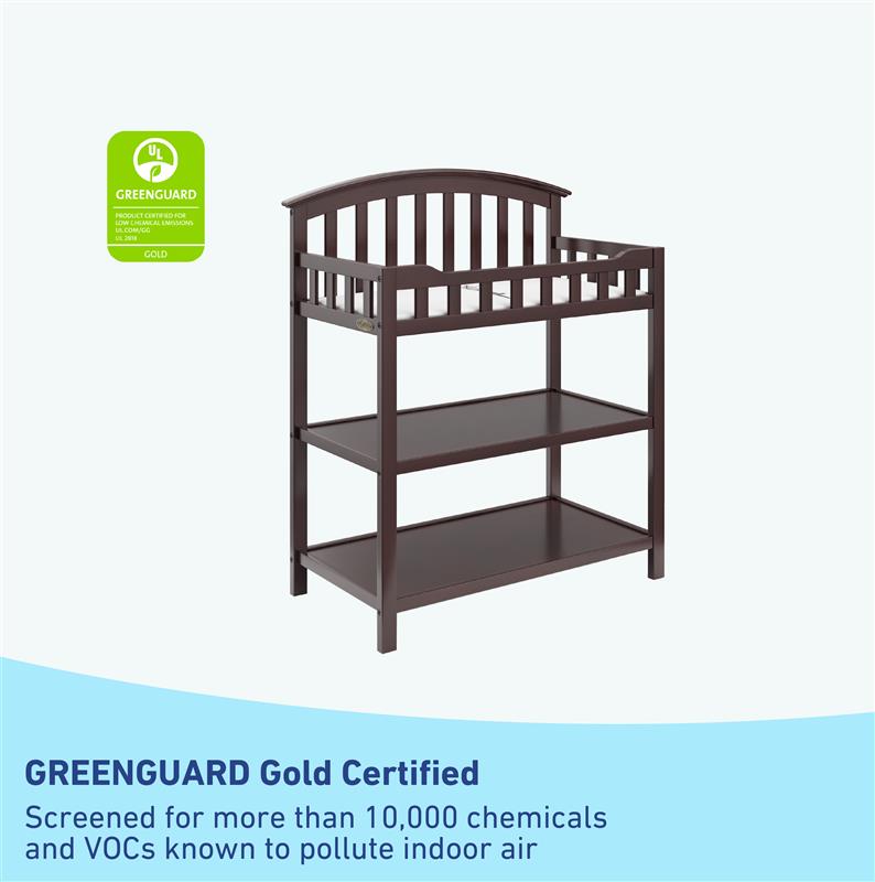 espresso changing table GREENGUARD Gold Certified