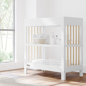 white with driftwood changing table in nursery