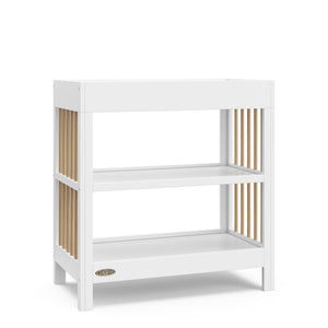 white with driftwood changing table with two shelves