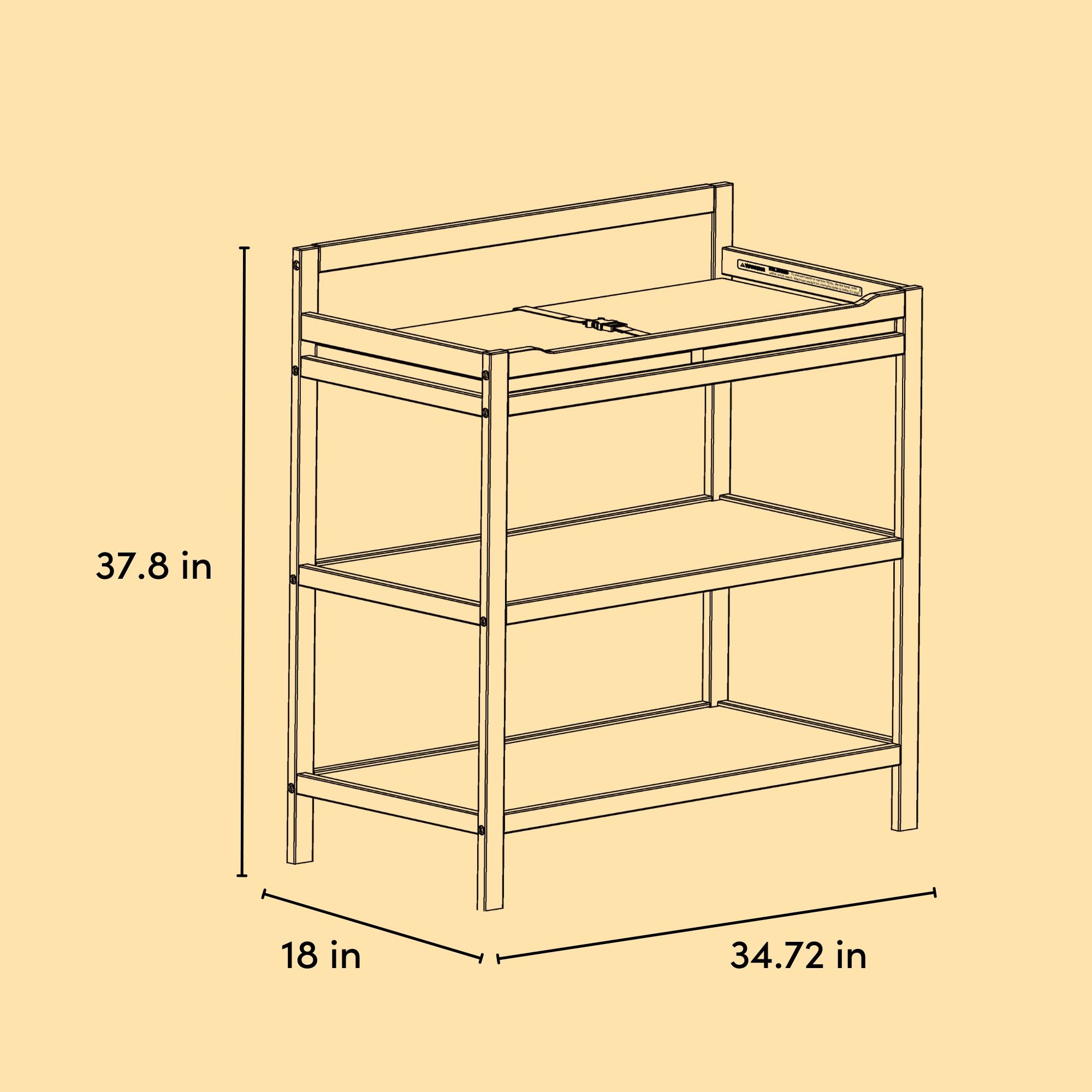 Alpine changing table drawing with dimensions