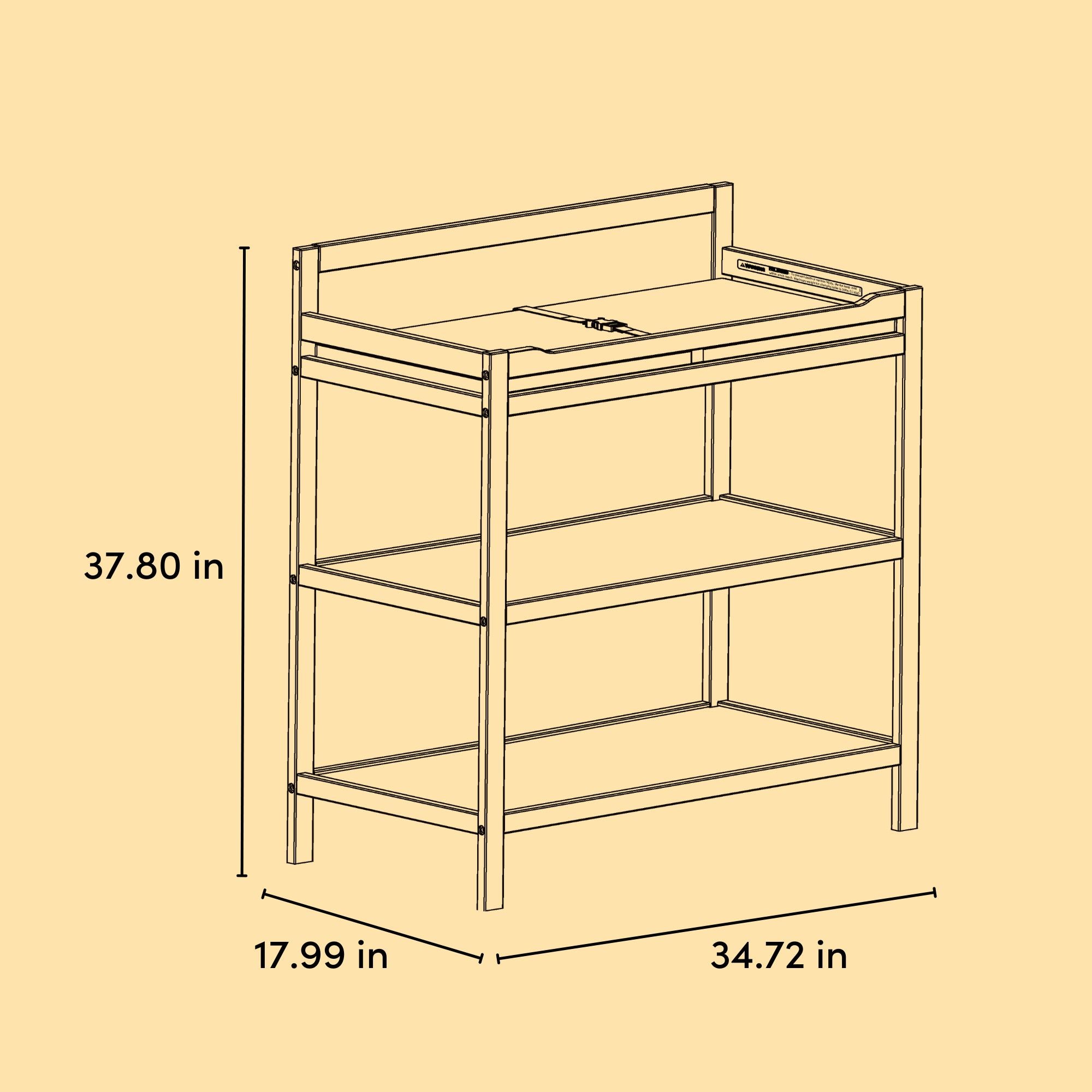 Alpine changing table drawing with dimensions