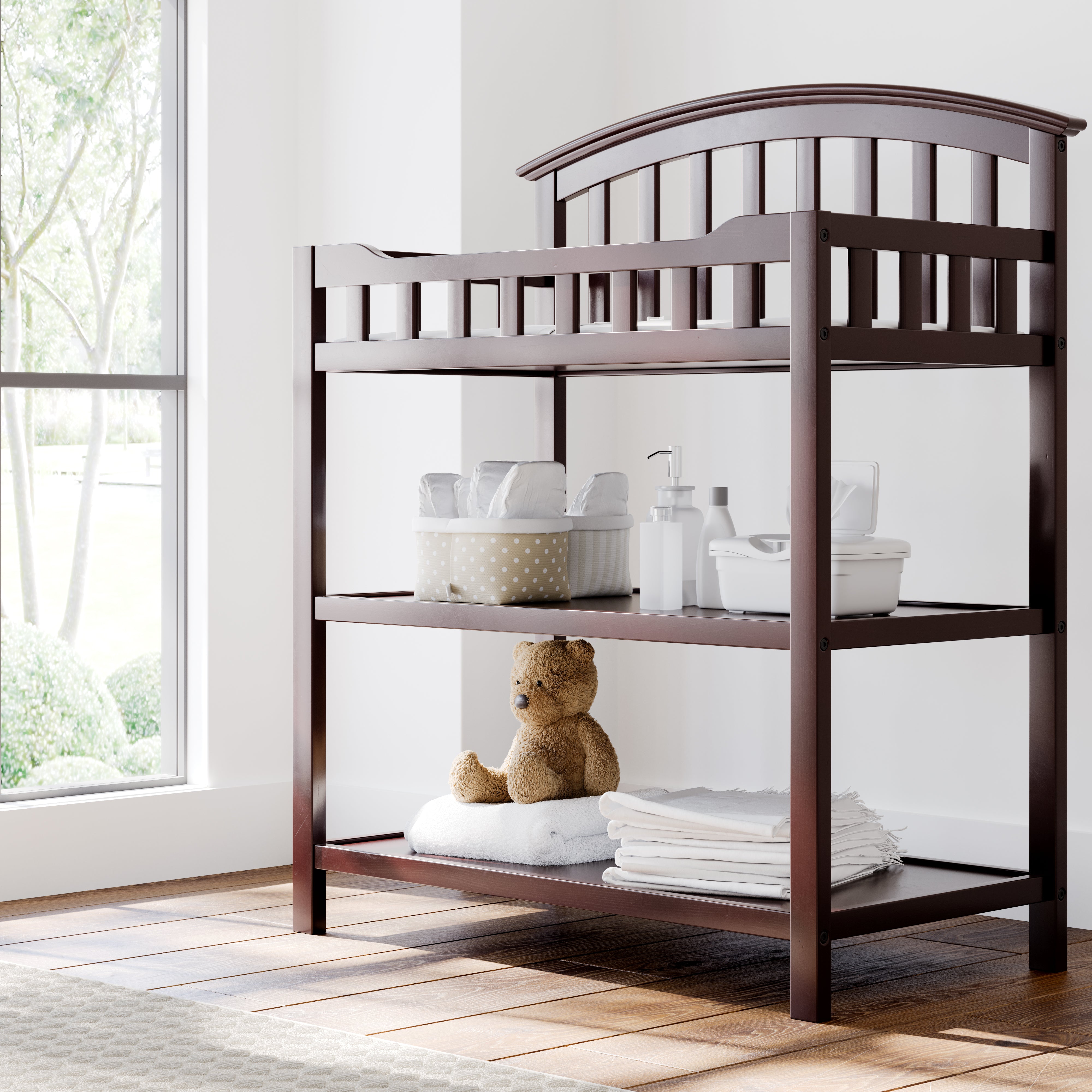 Graco espresso changing table in nursery