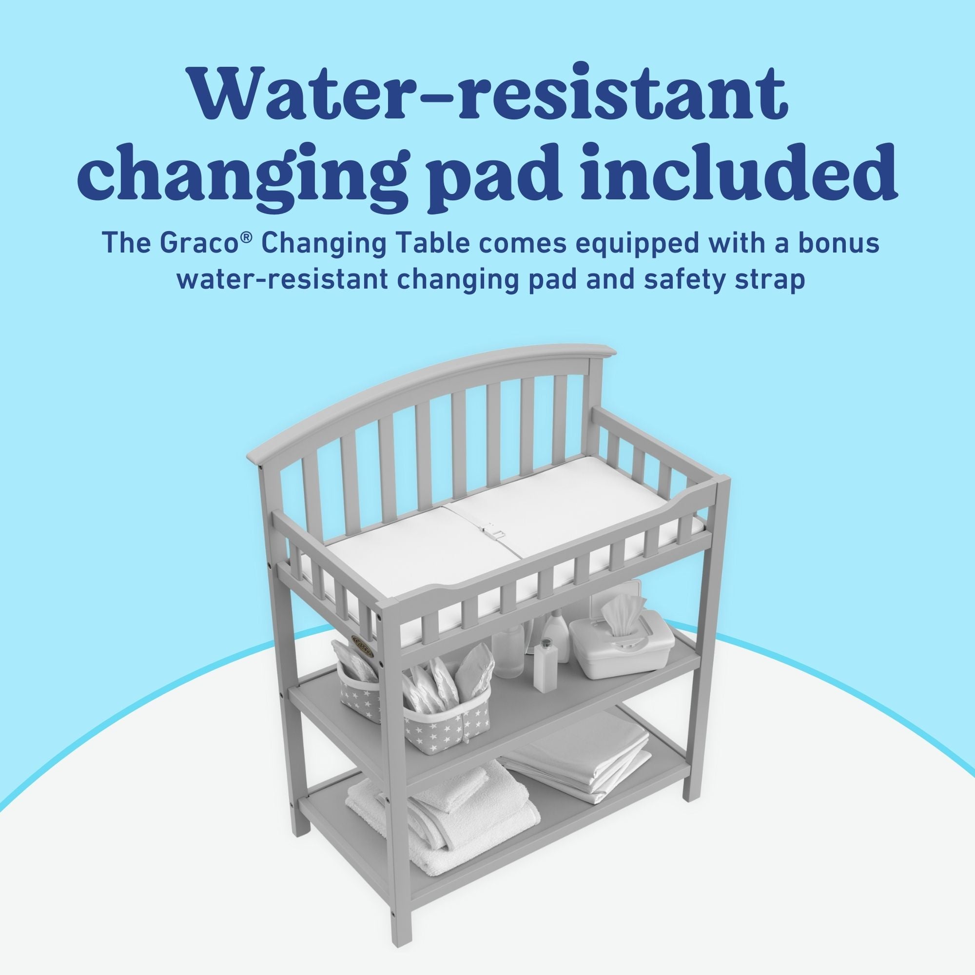 Graco pebble gray changing table changing pad callout