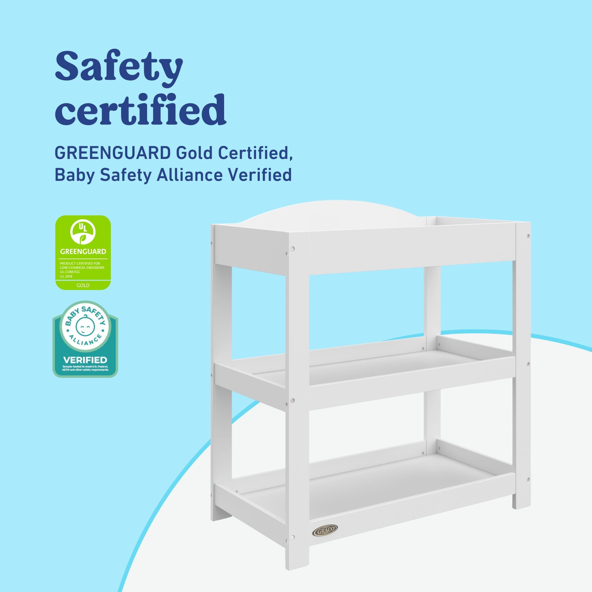 Graco white customizable changing table certifications callout