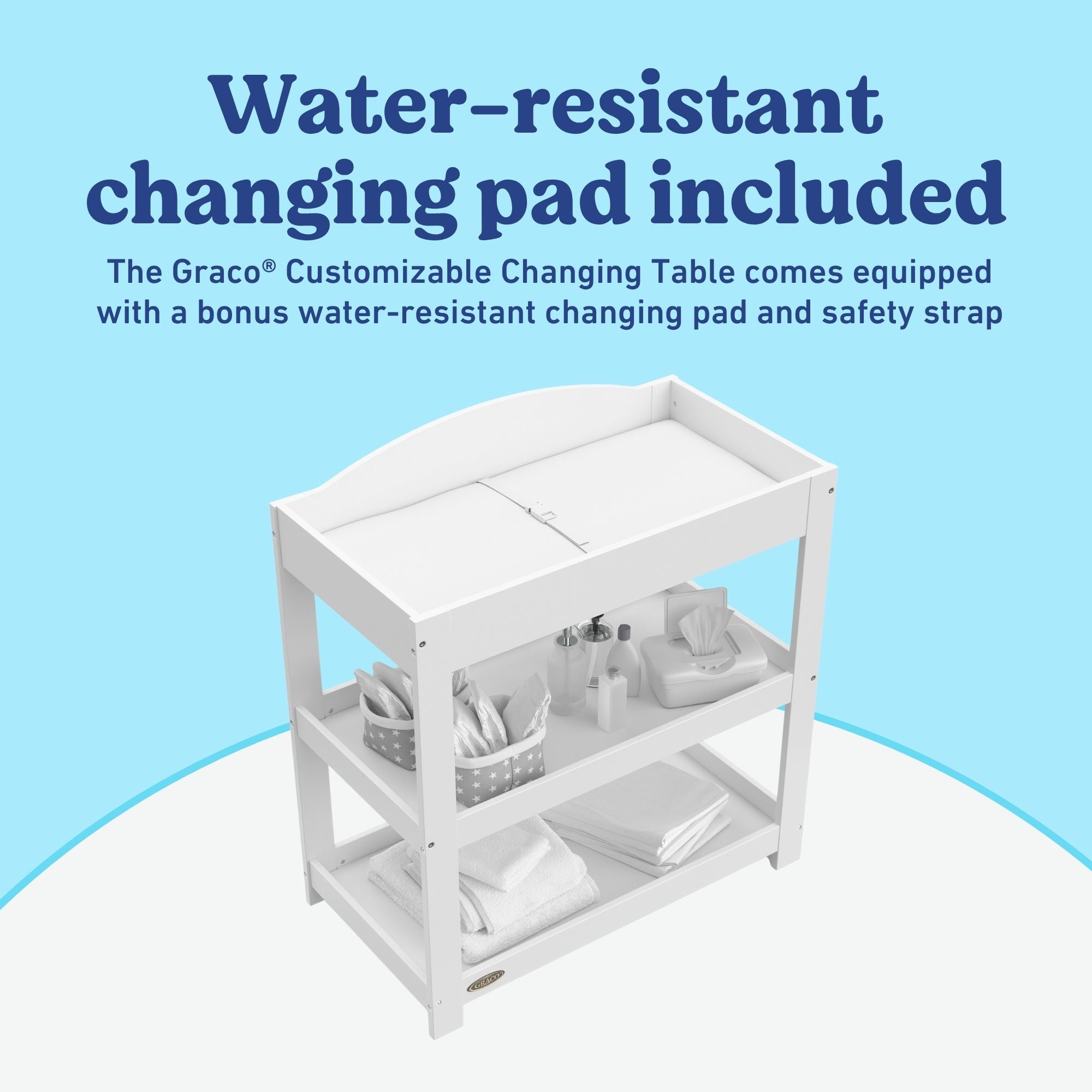 Graco white customizable changing table changing pad callout
