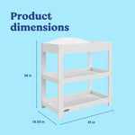 Graco white customizable changing table dimensions callout