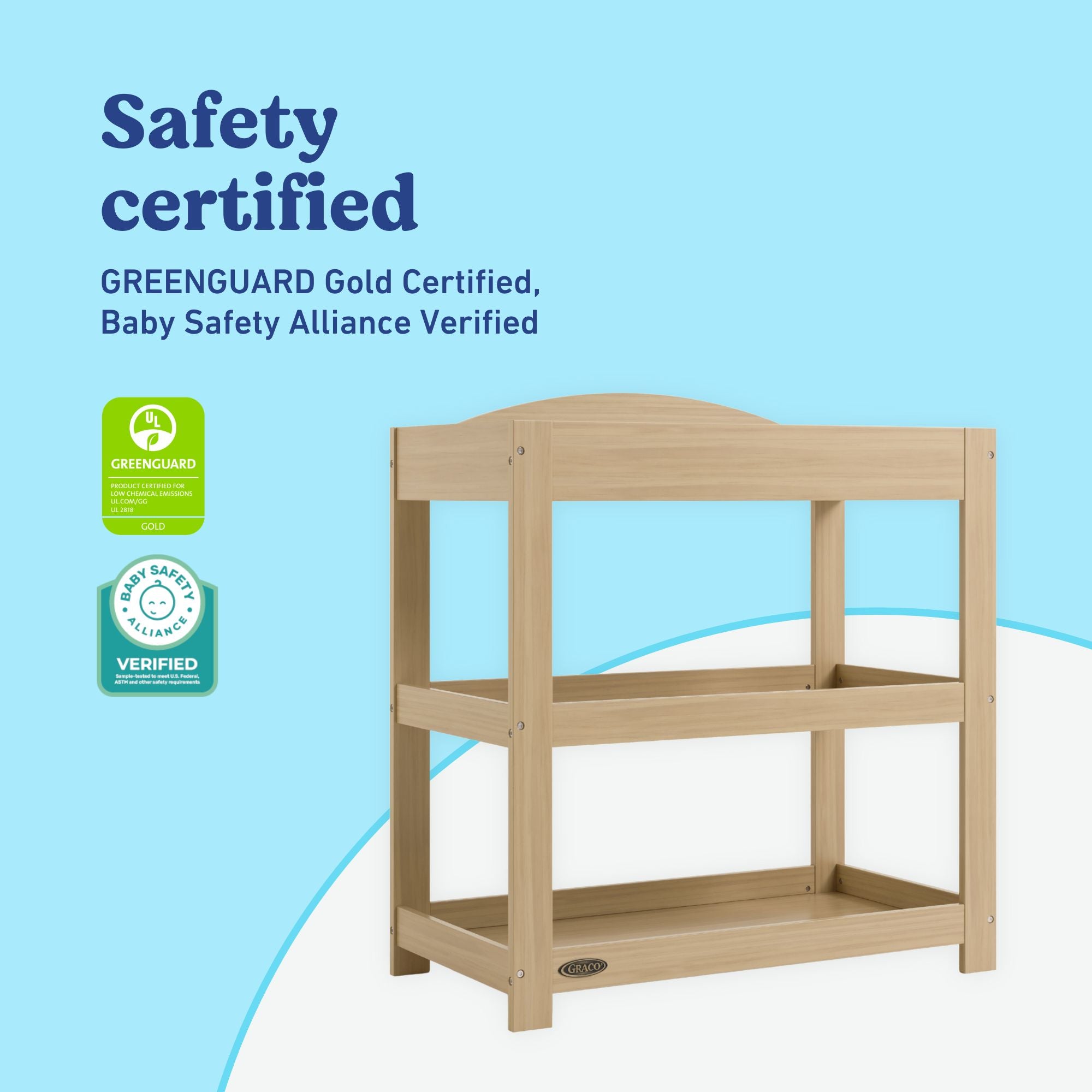 Graco driftwood customizable changing table certifications callout