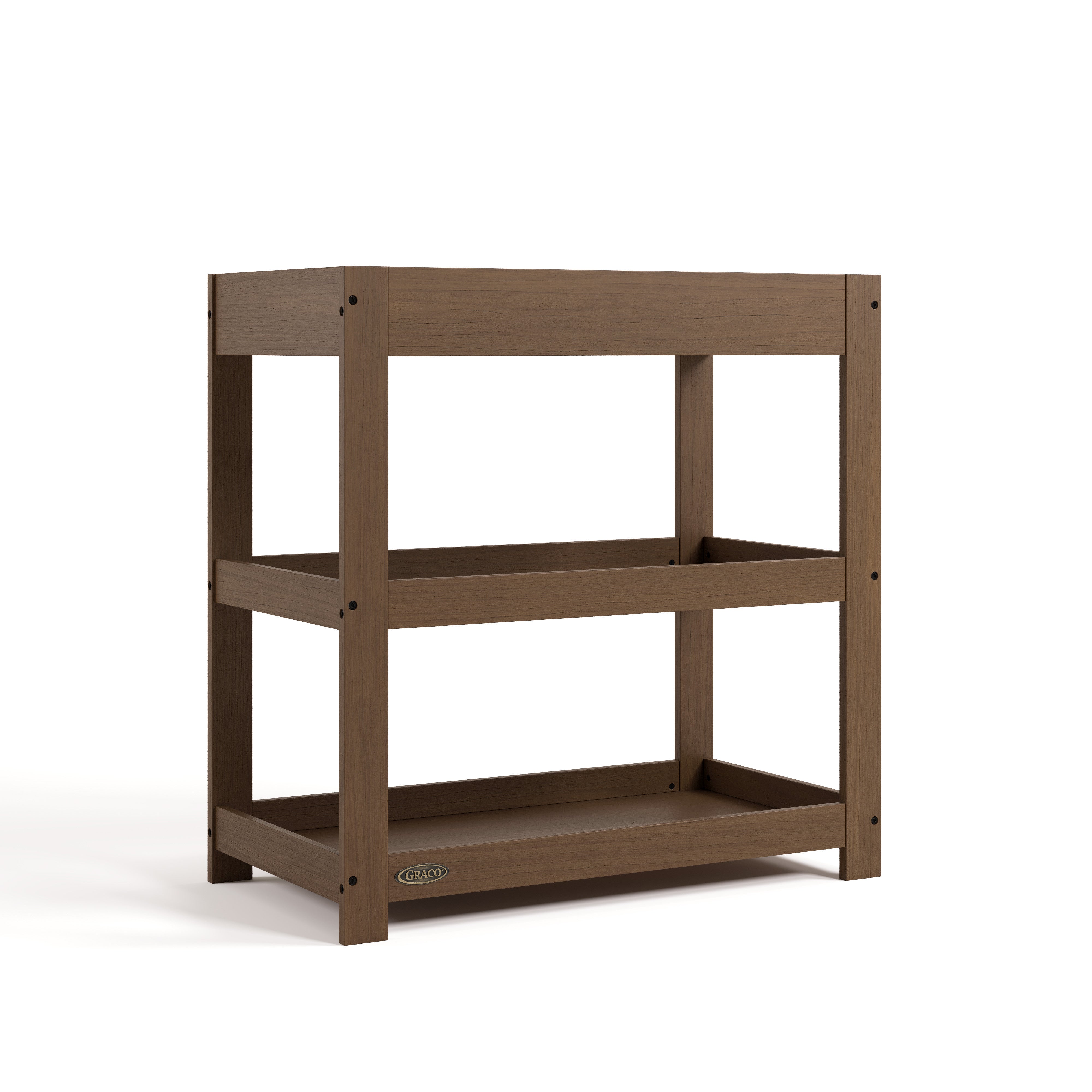 Customizable hazelnut changing table without curved headboard angle view 