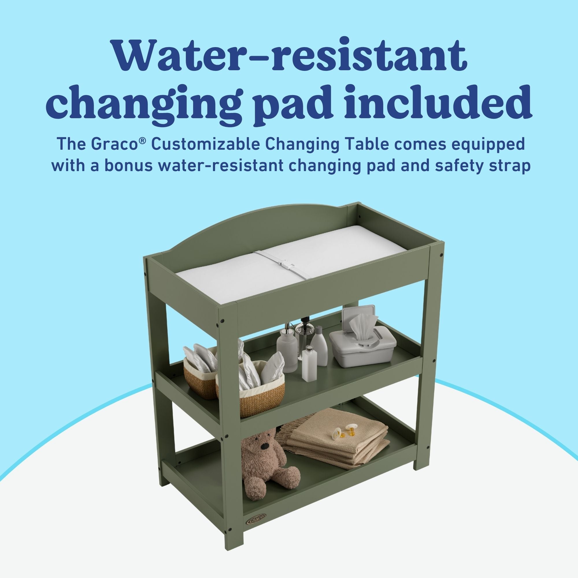 Graco olive customizable changing table changing pad callout