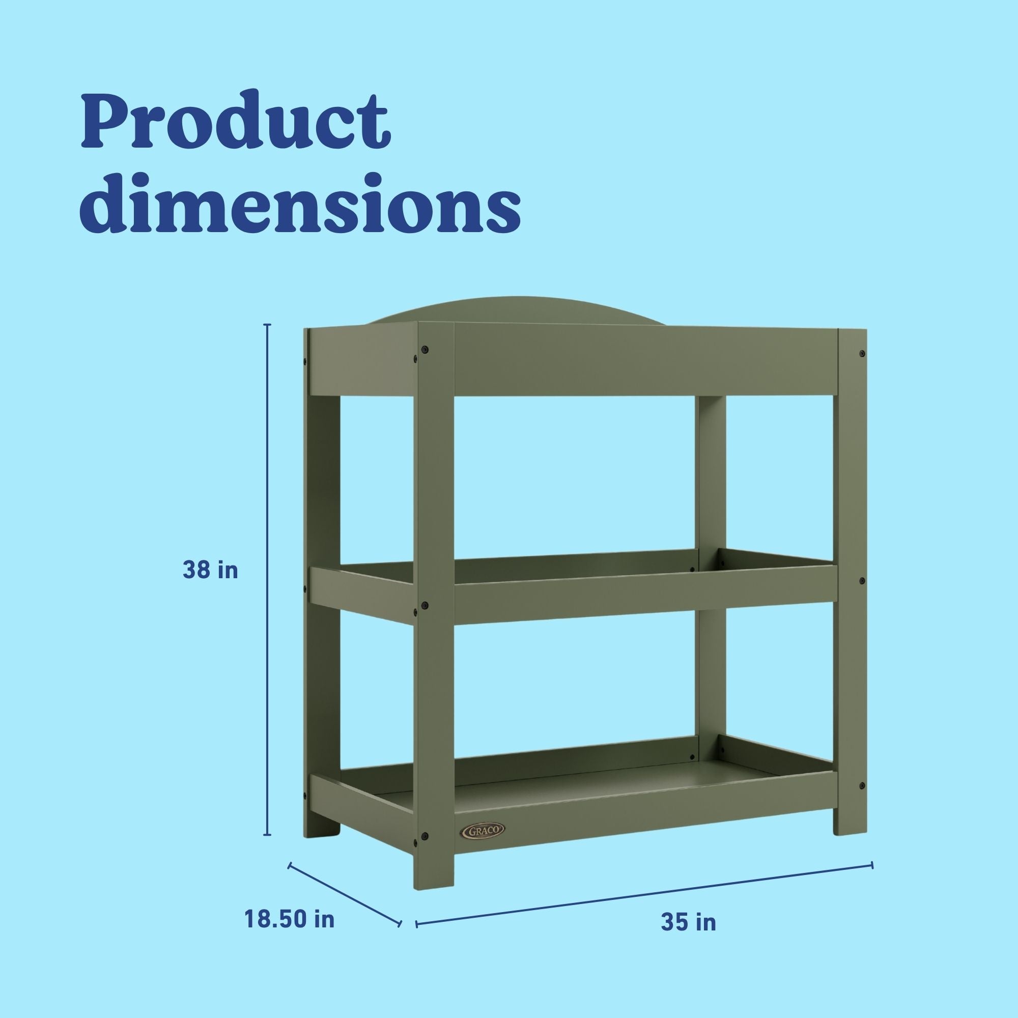 Graco olive customizable changing table dimensions callout