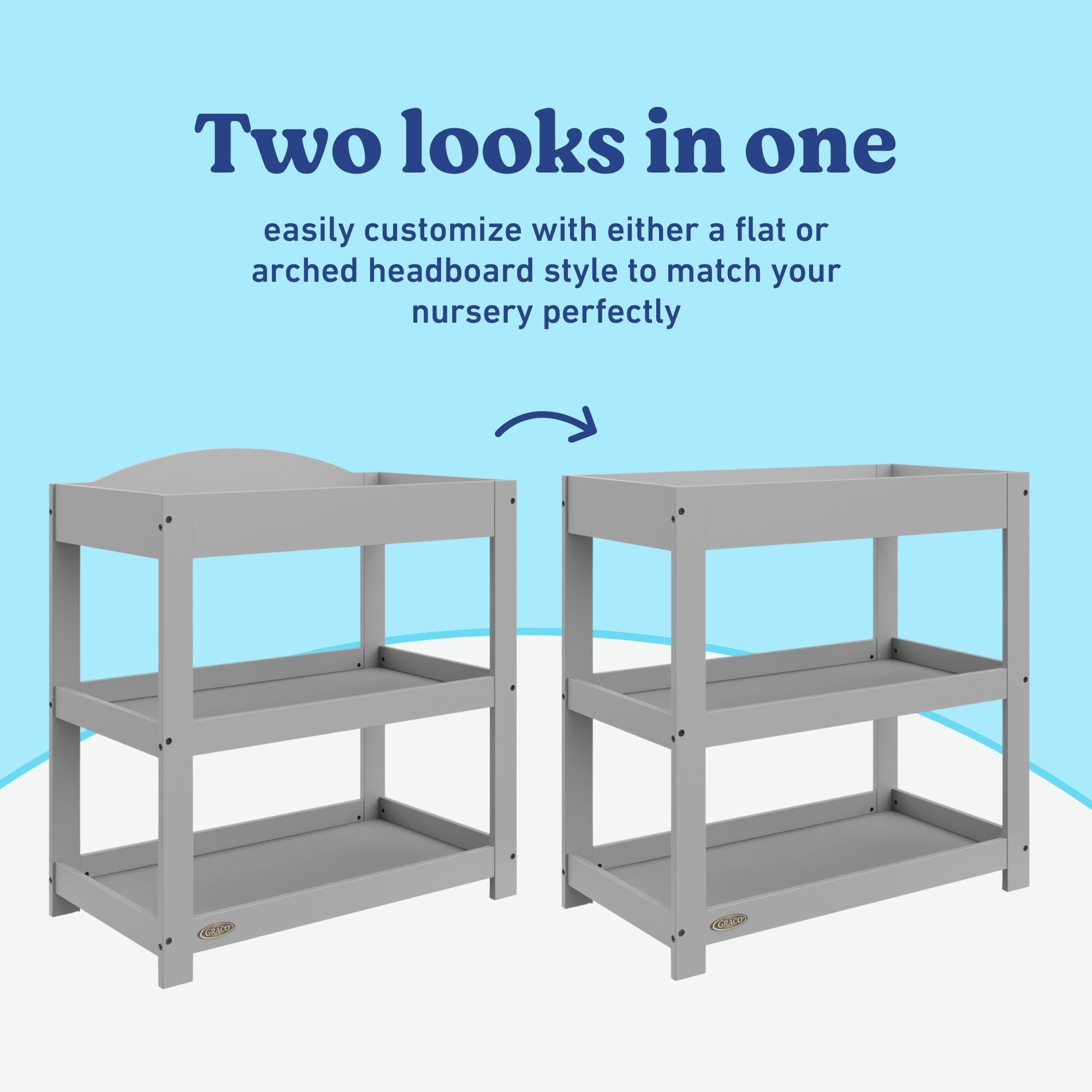 Graco pebble gray customizable changing table customizable callout