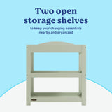 Graco sage customizable changing table open shelves callout
