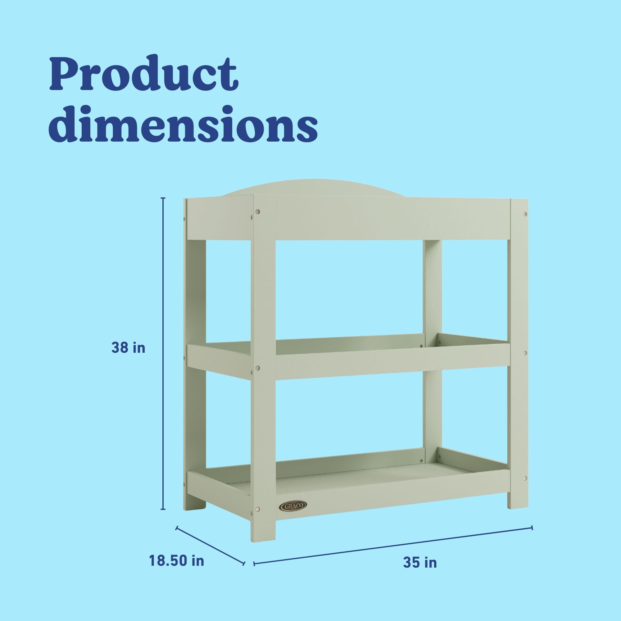 Graco sage customizable changing table dimensions callout