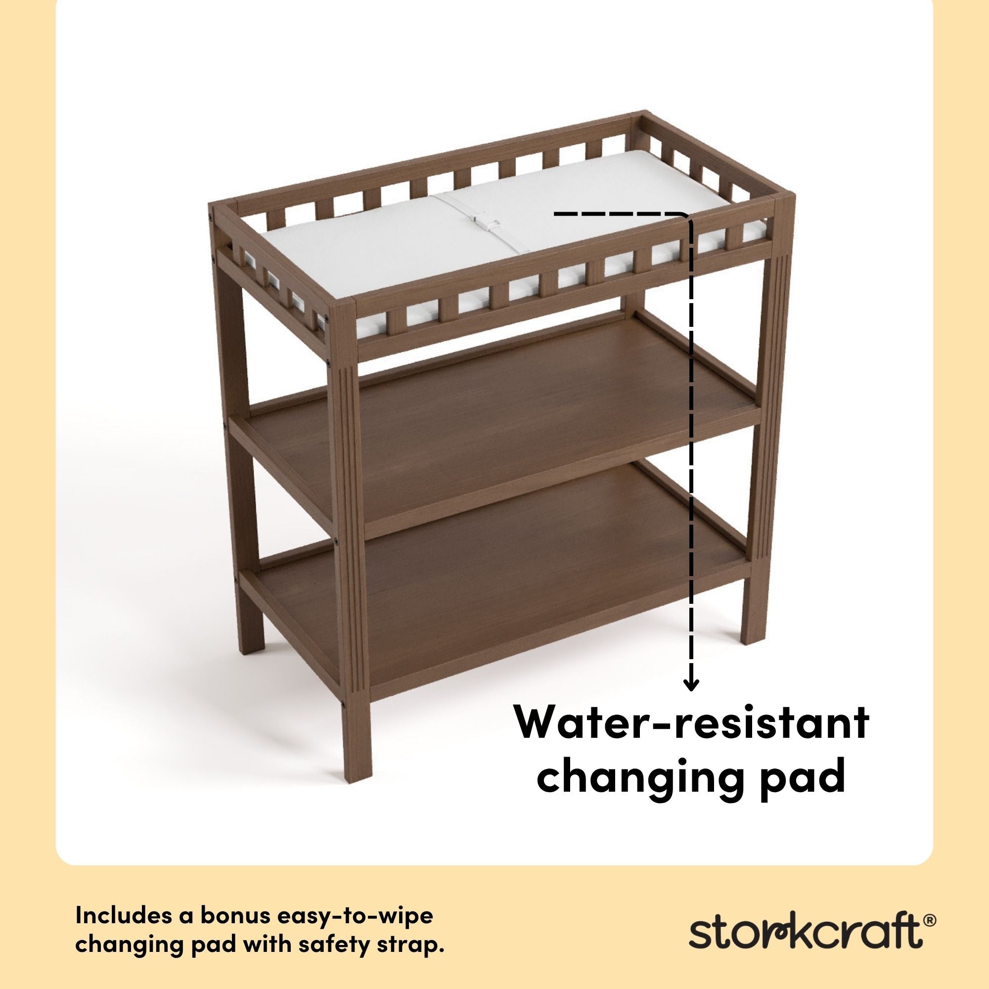 morningside hazelnut changing table changing pad callout