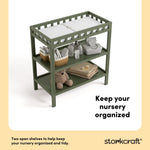 Morningside olive changing table storage callout