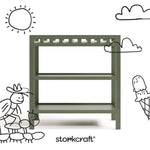Morningside olive changing table with black doodles overlaid on image