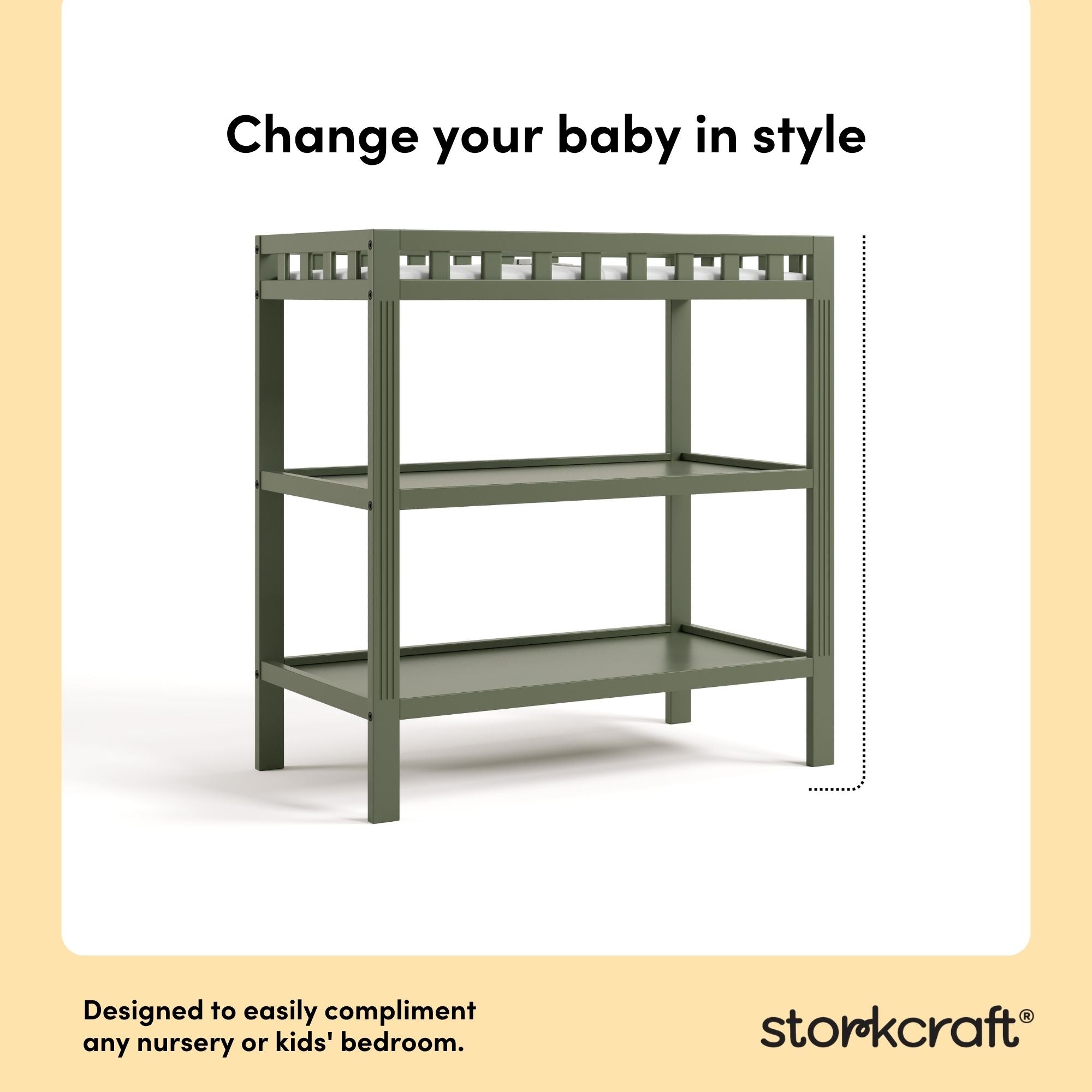 Morningside olive changing table style callout