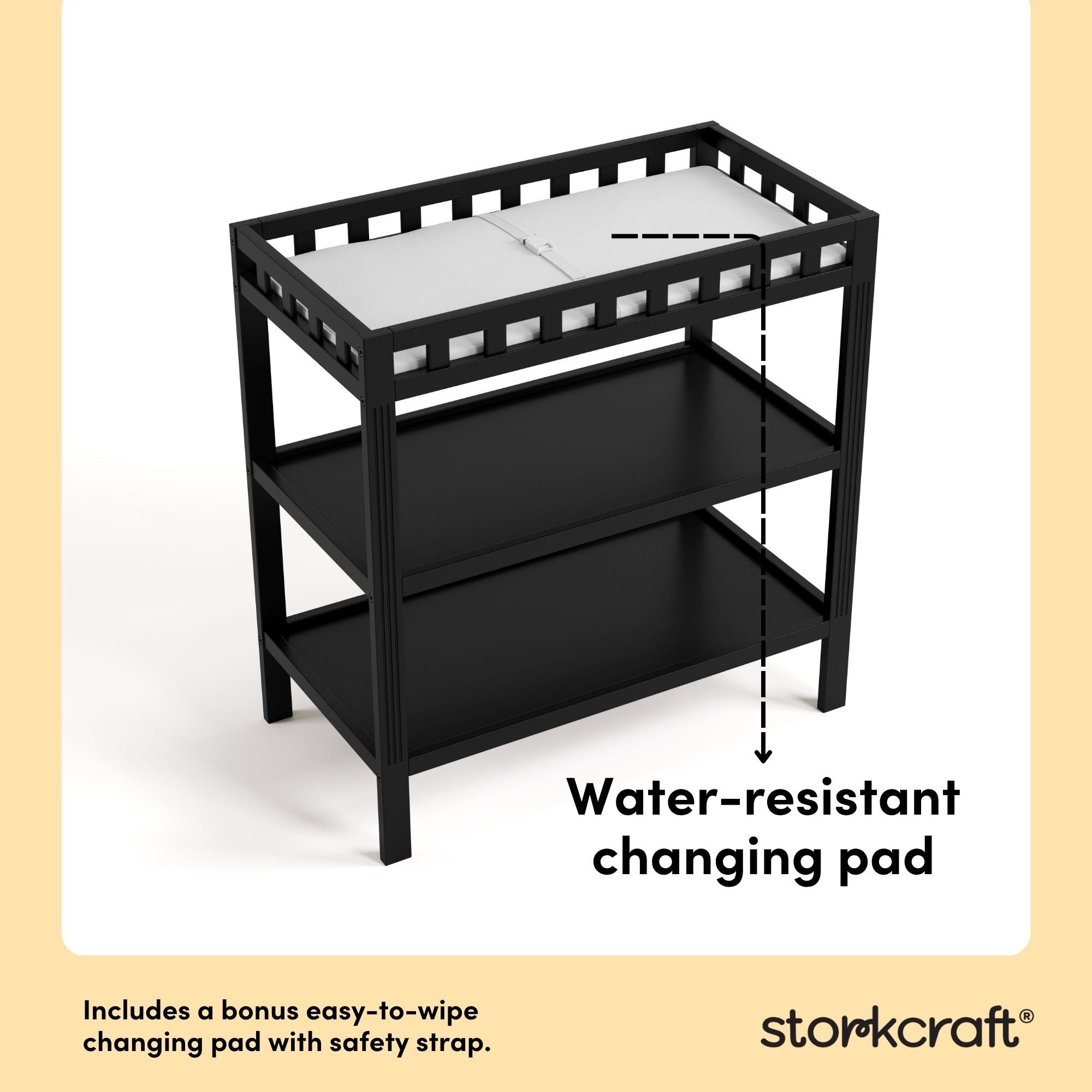 Morningside black changing table changing pad callout