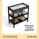 Morningside black changing table storage callout