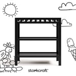 Morningside black changing table with black doodles overlaid on image
