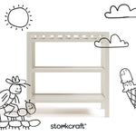 Morningside frosted oat changing table with black doodles overlaid on image