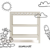 Morningside frosted oat changing table with black doodles overlaid on image