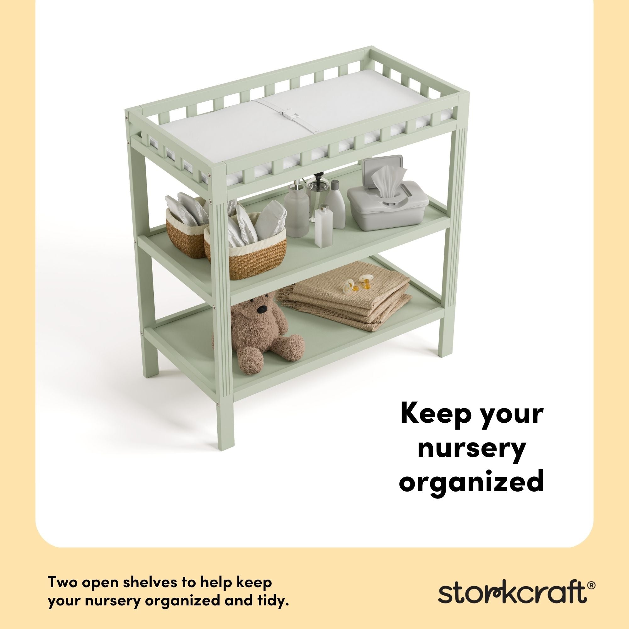 Morningside sage changing table storage callout