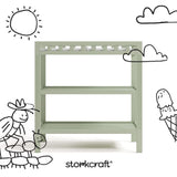 Morningside sage changing table with black doodles overlaid on image