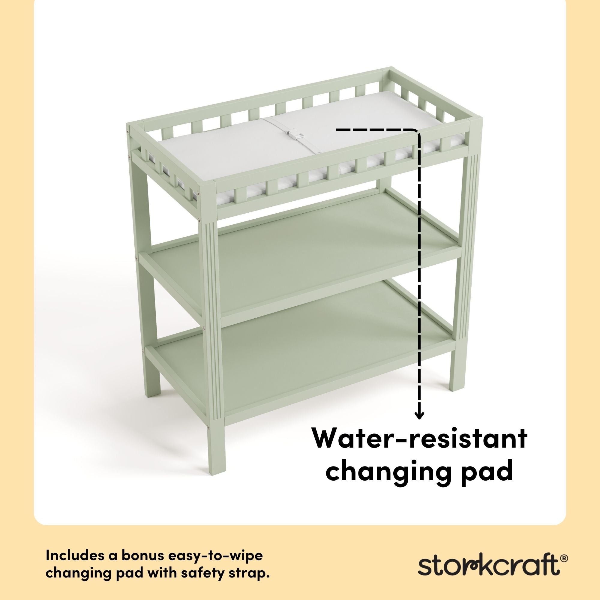 Morningside sage changing table changing pad callout