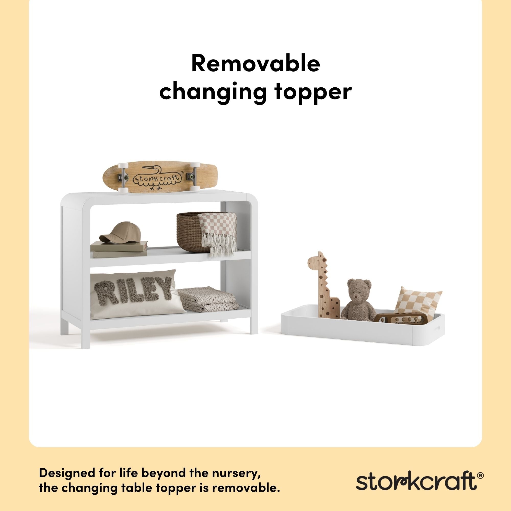 Santos white changing table removable topper callout