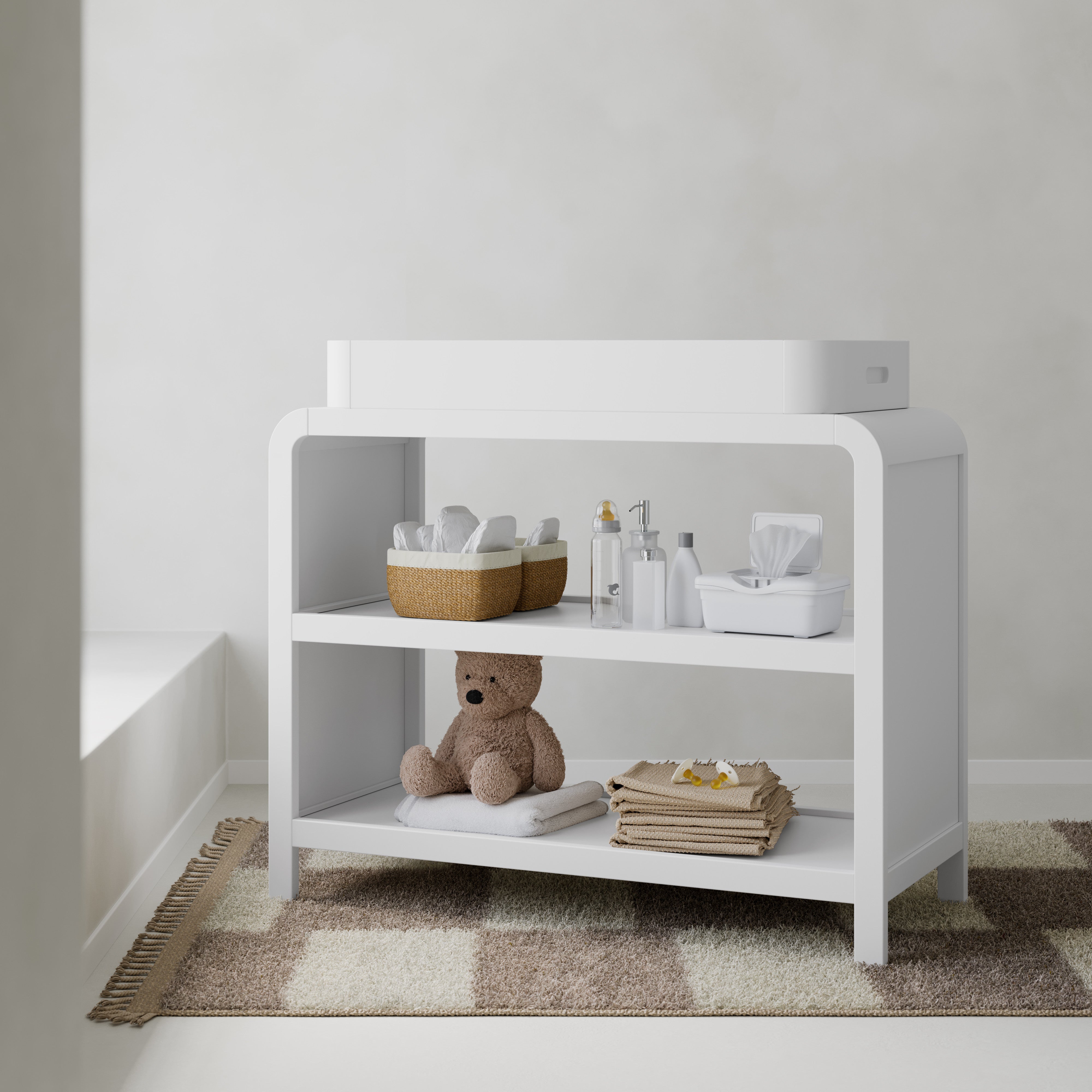 Santos white changing table in nursery