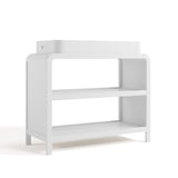 Angle view of Santos white changing table