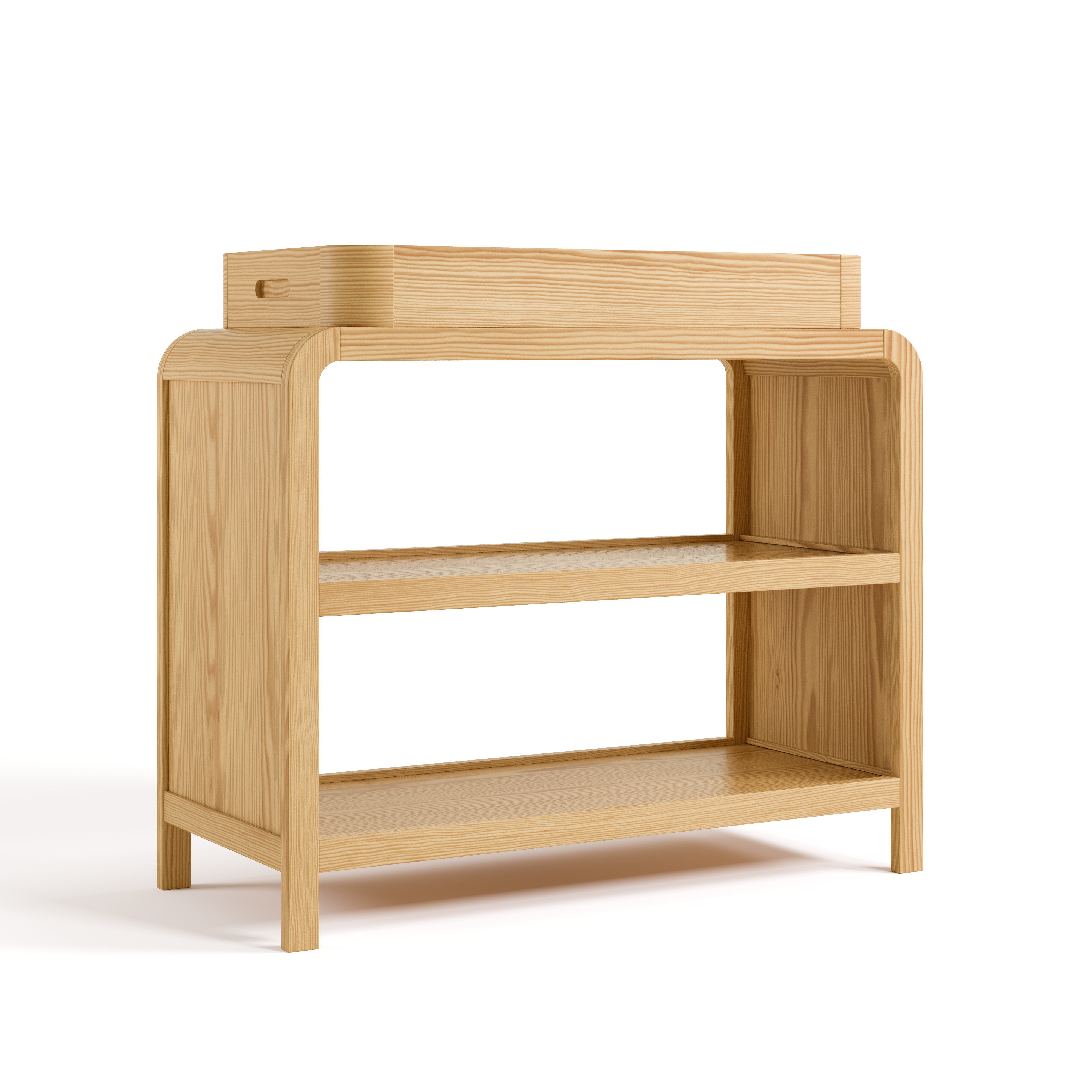 Angle view of Santos natural changing table

