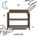 Santos hazelnut changing table with black doodles overlaid on image