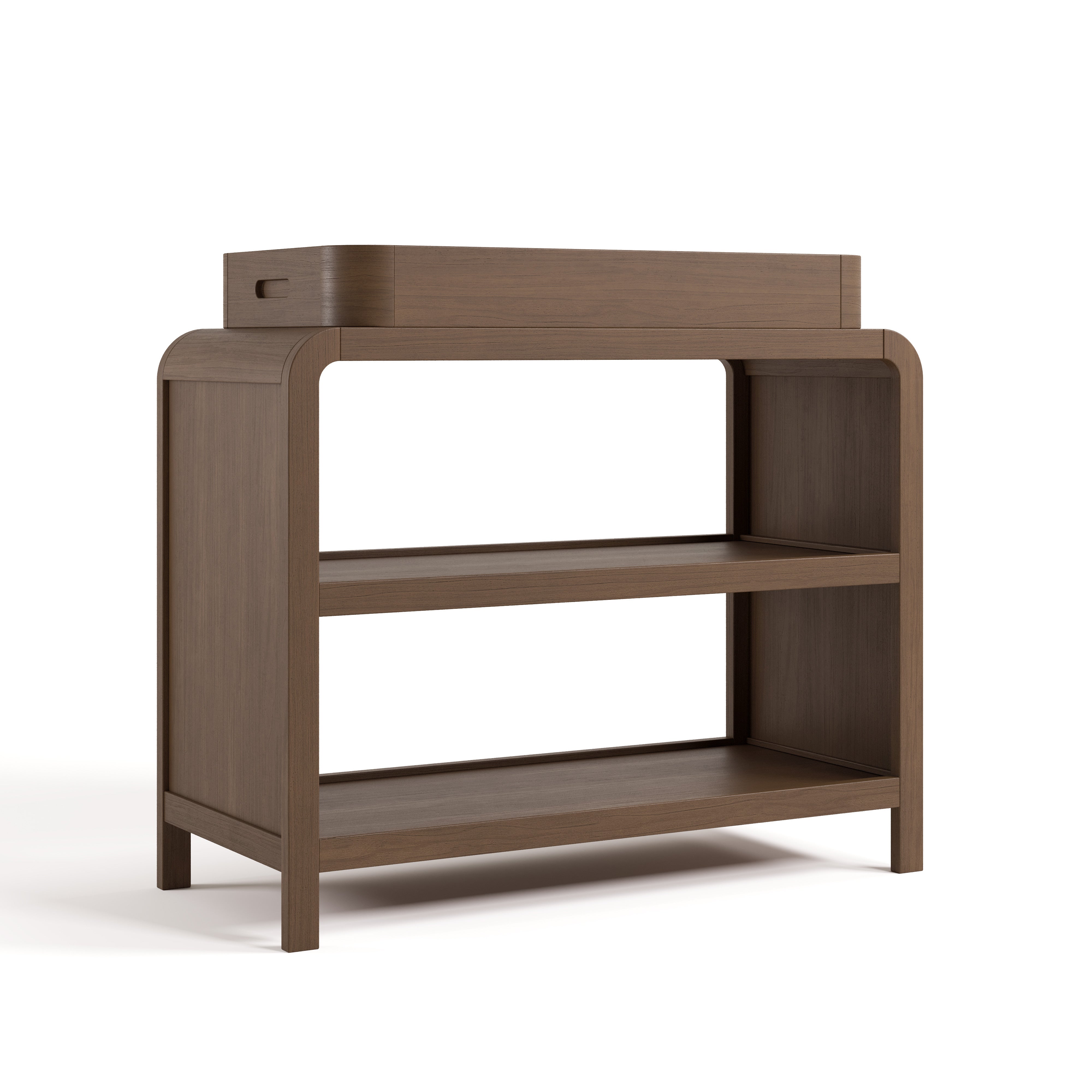 Angle view of Santos hazelnut changing table