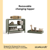 Santos olive changing table removable topper callout