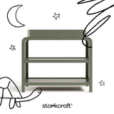 Santos olive changing table with black doodles overlaid on image