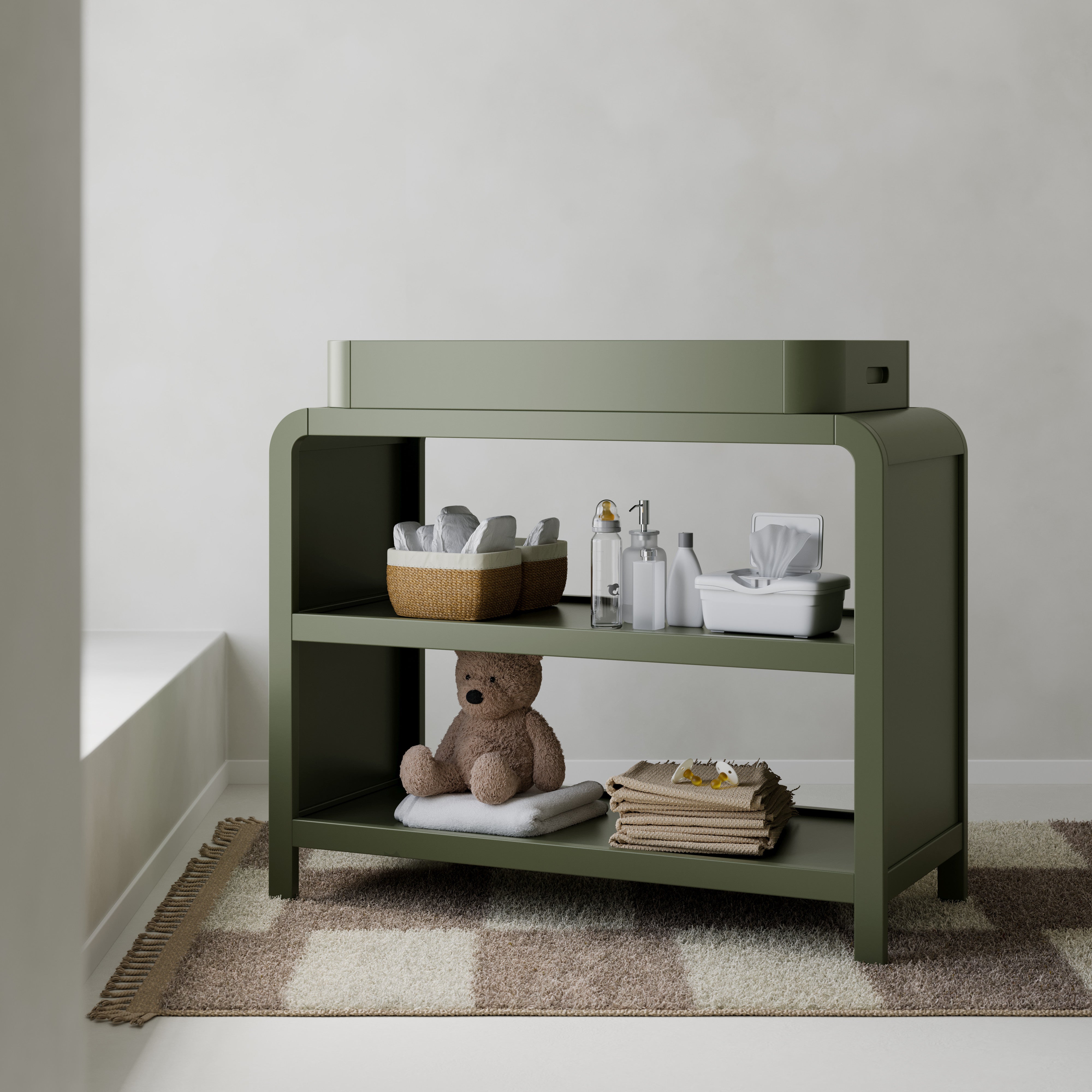 Santos olive changing table in nursery