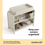 Santos frosted oat changing table storage callout