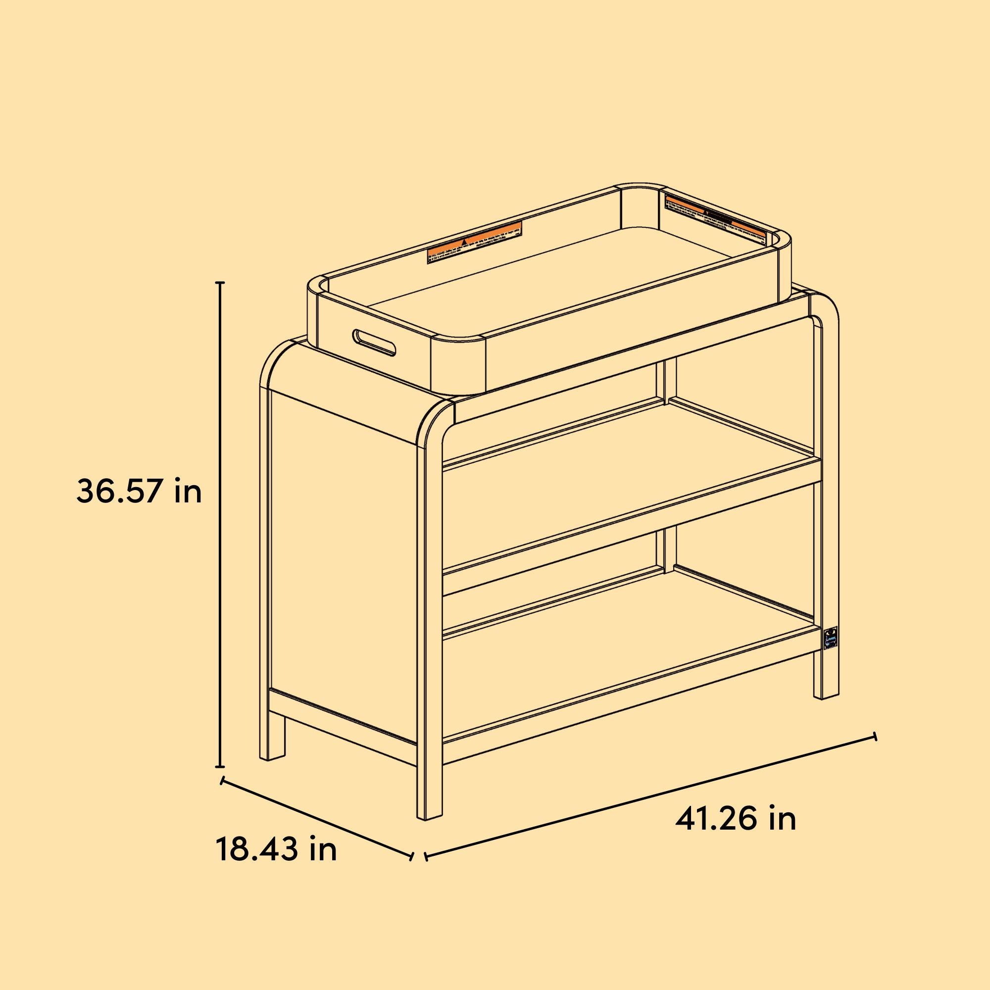 Santos changing table drawing with dimensions