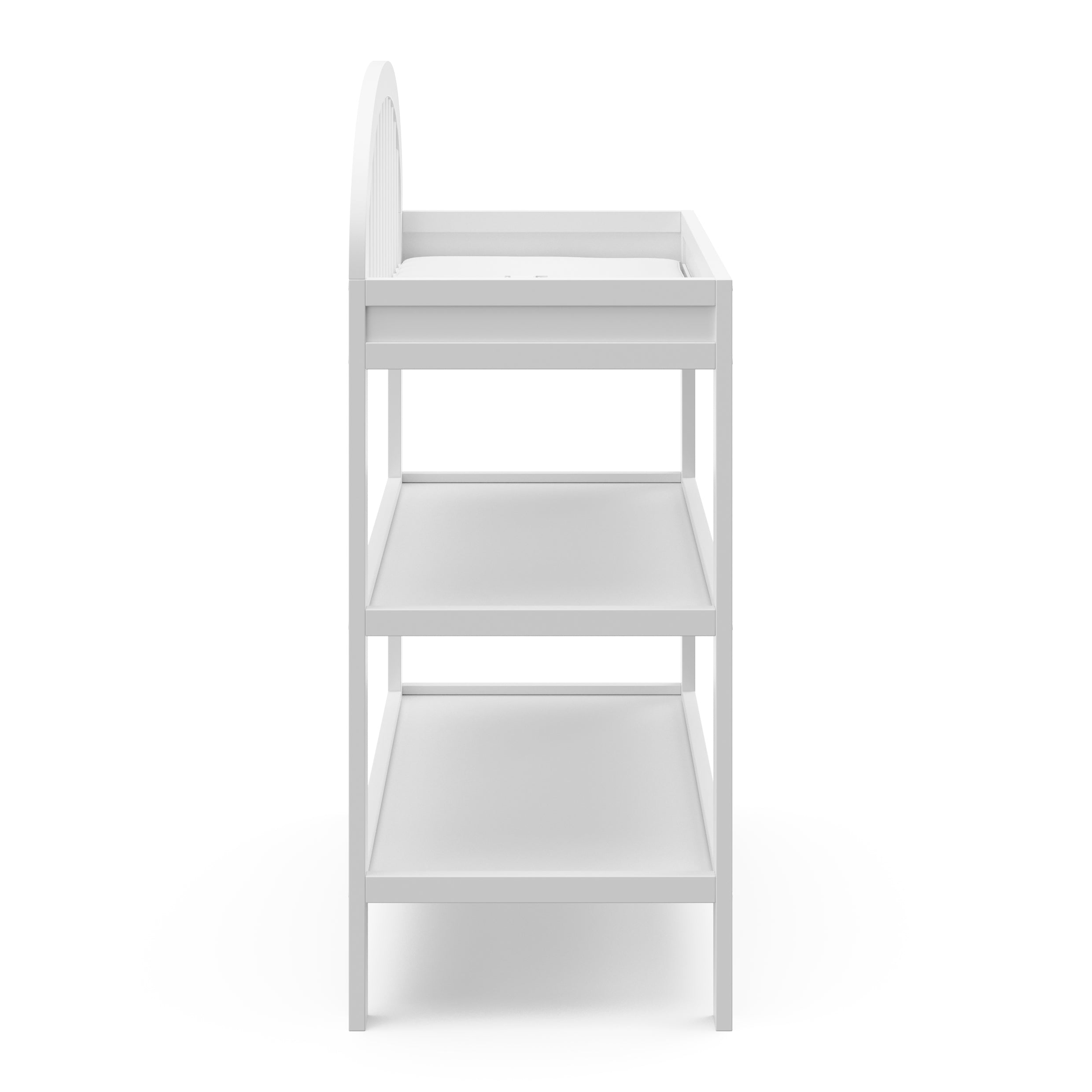 Olivia white changing table side view
