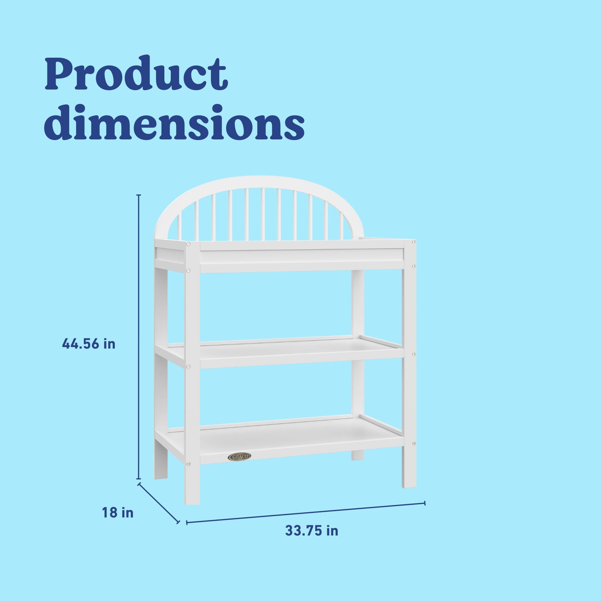 Olivia white changing table with dimensions