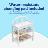 Olivia white changing table changing pad callout