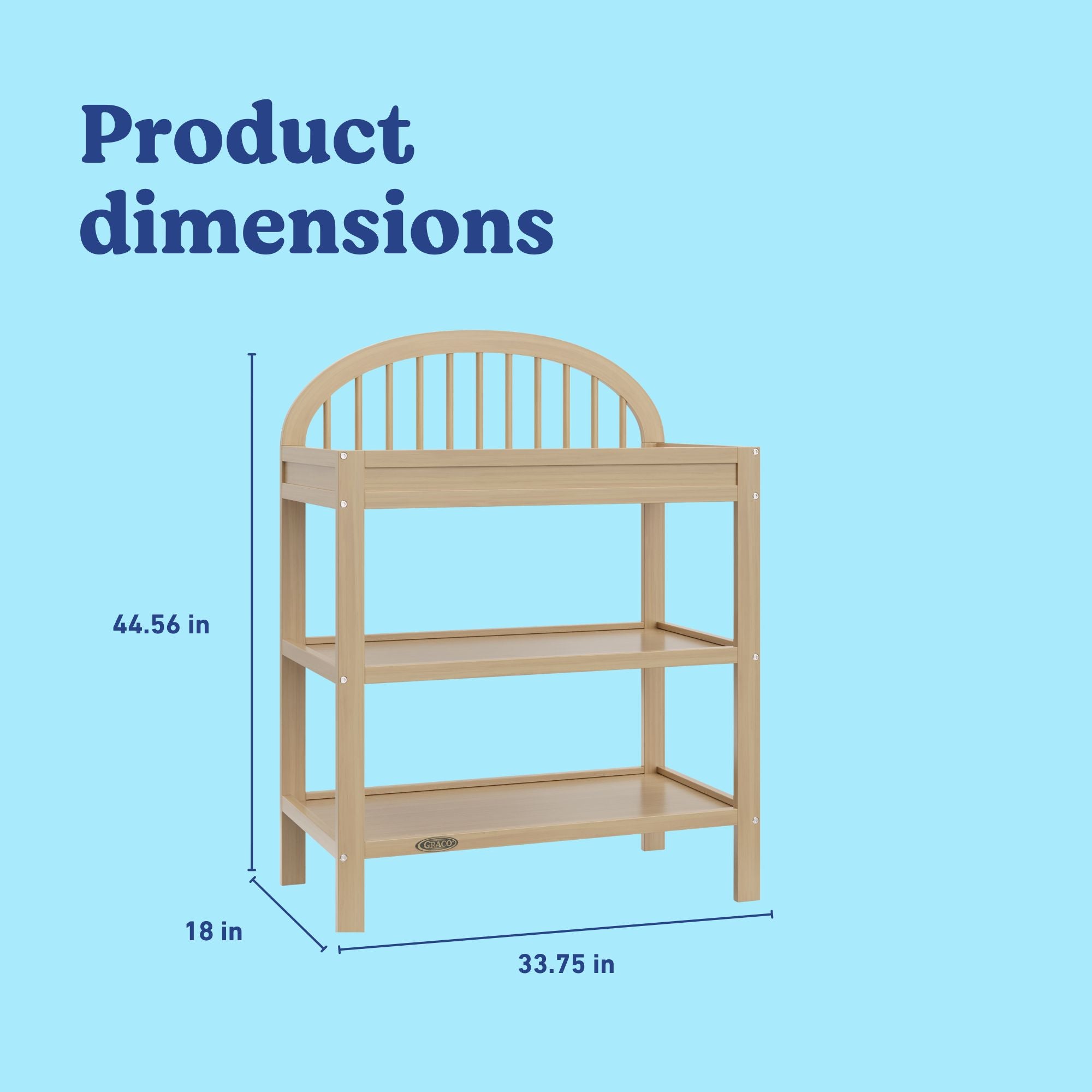 Olivia driftwood changing table with dimensions